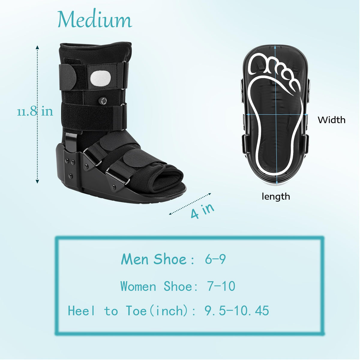 Adjustable Air Walking Boot Medium Black J134