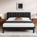 Twin Size Metal Platform Bed Frame with Velvet Headboard and Footboard N383744