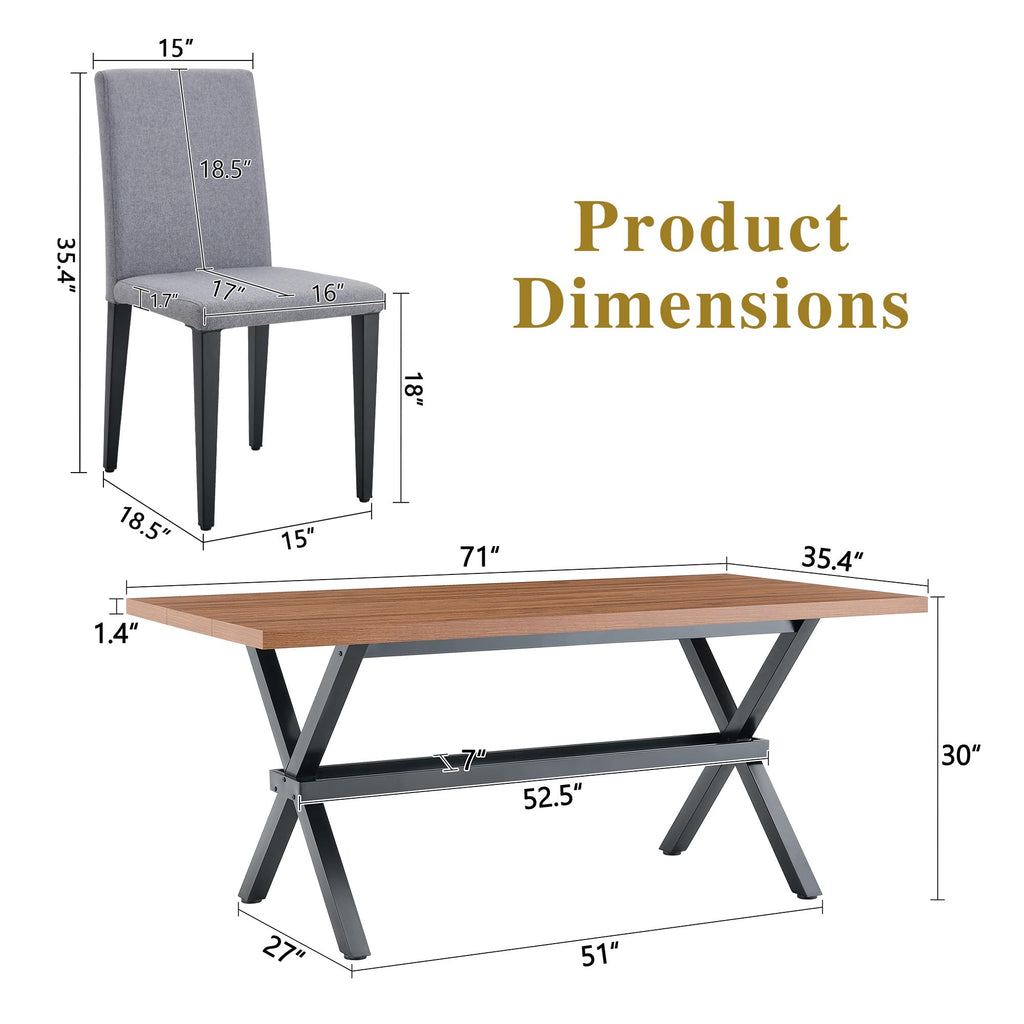 9 Piece Dining Table Set with Splicing Wood Top G6647