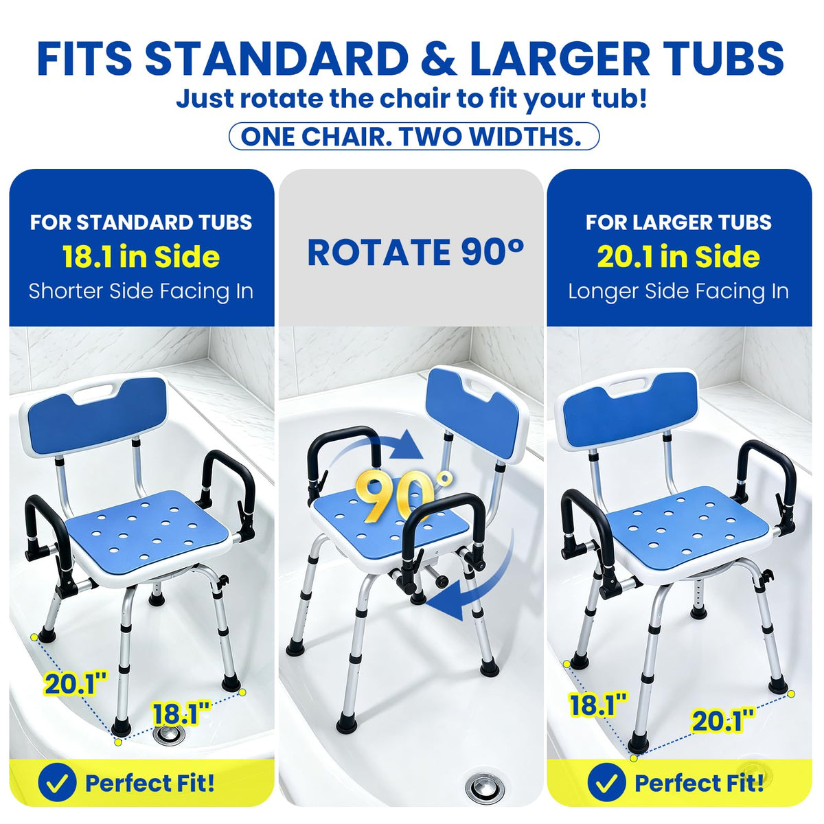 Swivel Shower Chair with Pivoting Arms, Adjustable Height X890168