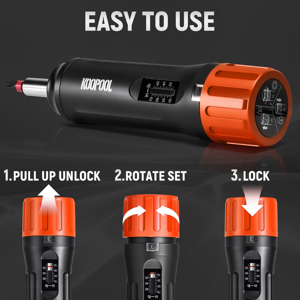46Pcs Torque Screwdriver Set 1/4" 10-70 in-lb O5955