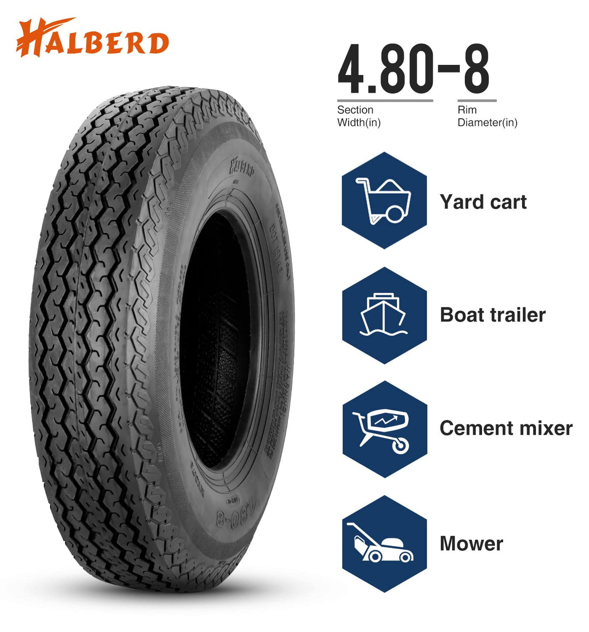 4.80-8 Trailer Tires Set of 2 Tubeless T21334