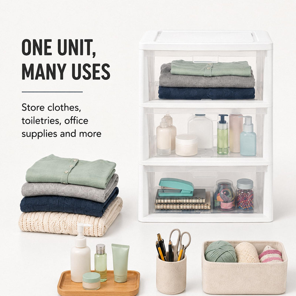3 Drawer Clear Plastic Storage Organizer Z318193