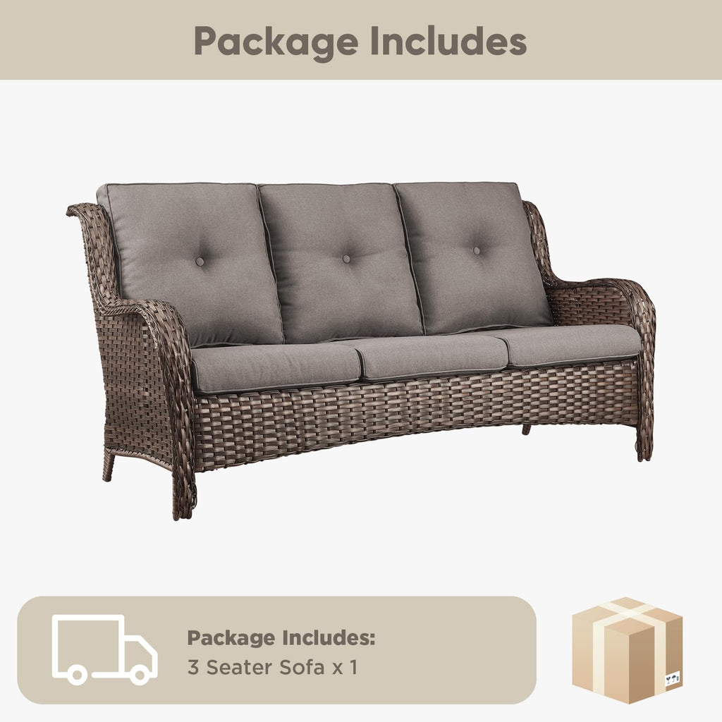 3-Seater PE Wicker Patio Sofa A64675