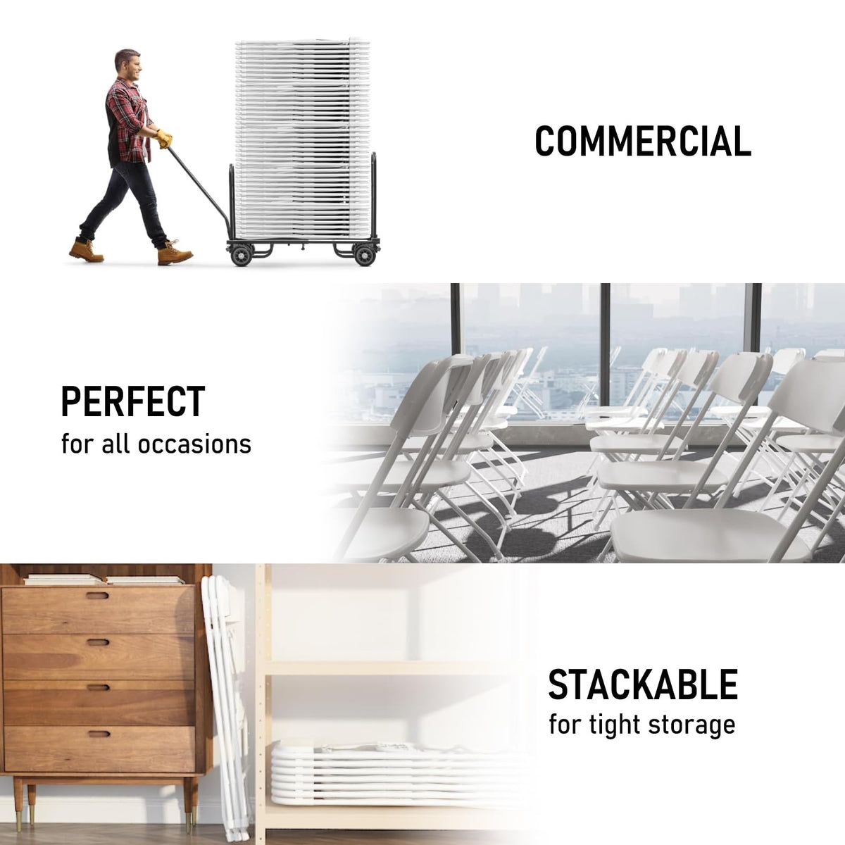 10 Pack White Plastic Folding Chairs D106677
