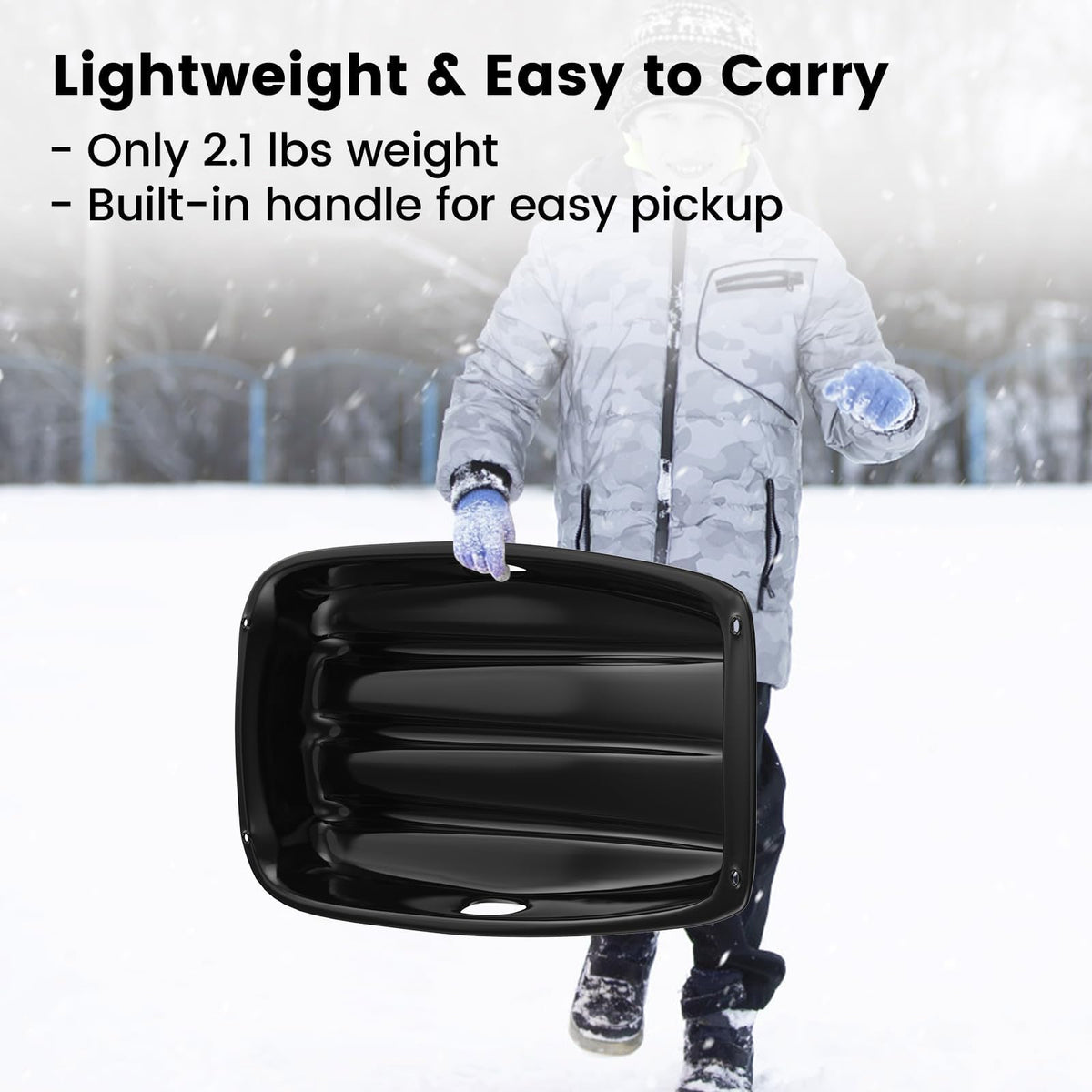 Cold-Resistant Plastic Toboggan Sled with Pull Rope X885876