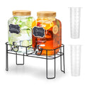 2 Pack 1 Gallon Glass Drink Dispenser with Bamboo Lid L514805