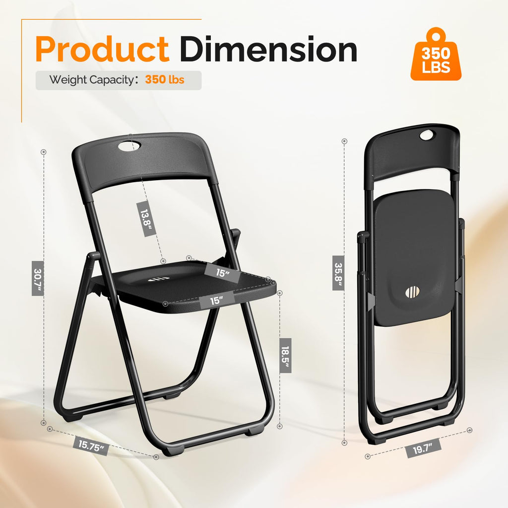 Black Plastic Folding Chairs 10 Pack Metal Frame P63377