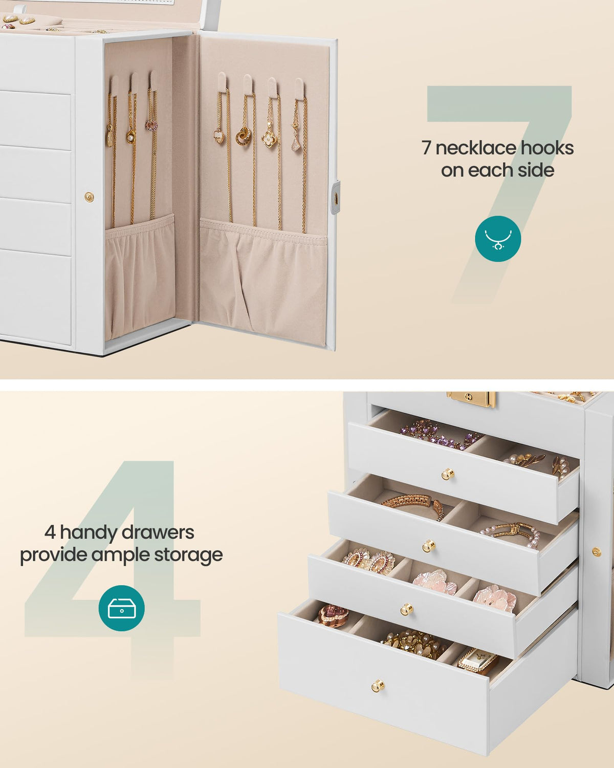 5-Layer Jewelry Box Organizer with 4 Drawers O7837