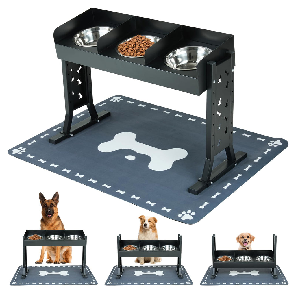 Elevated Dog Bowls with 3 Stainless Steel Bowls N32410