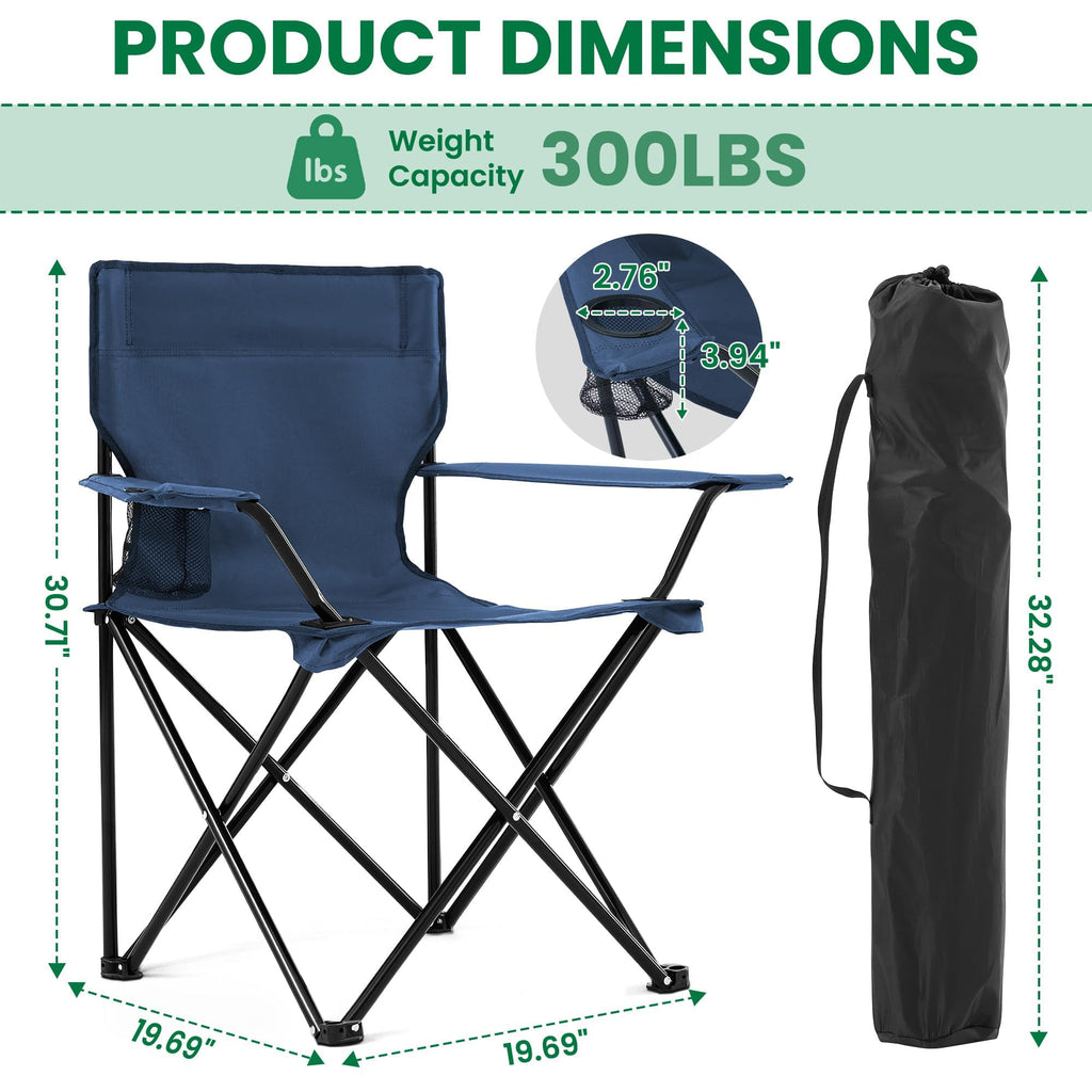 2-Pack Foldable Camping Chairs with Cup Holder, Carry Bag U462