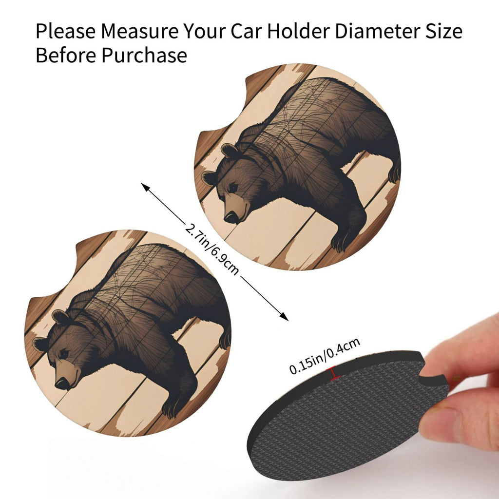 Car Coasters Set of 2 Black Bear 2.7 in Q12678