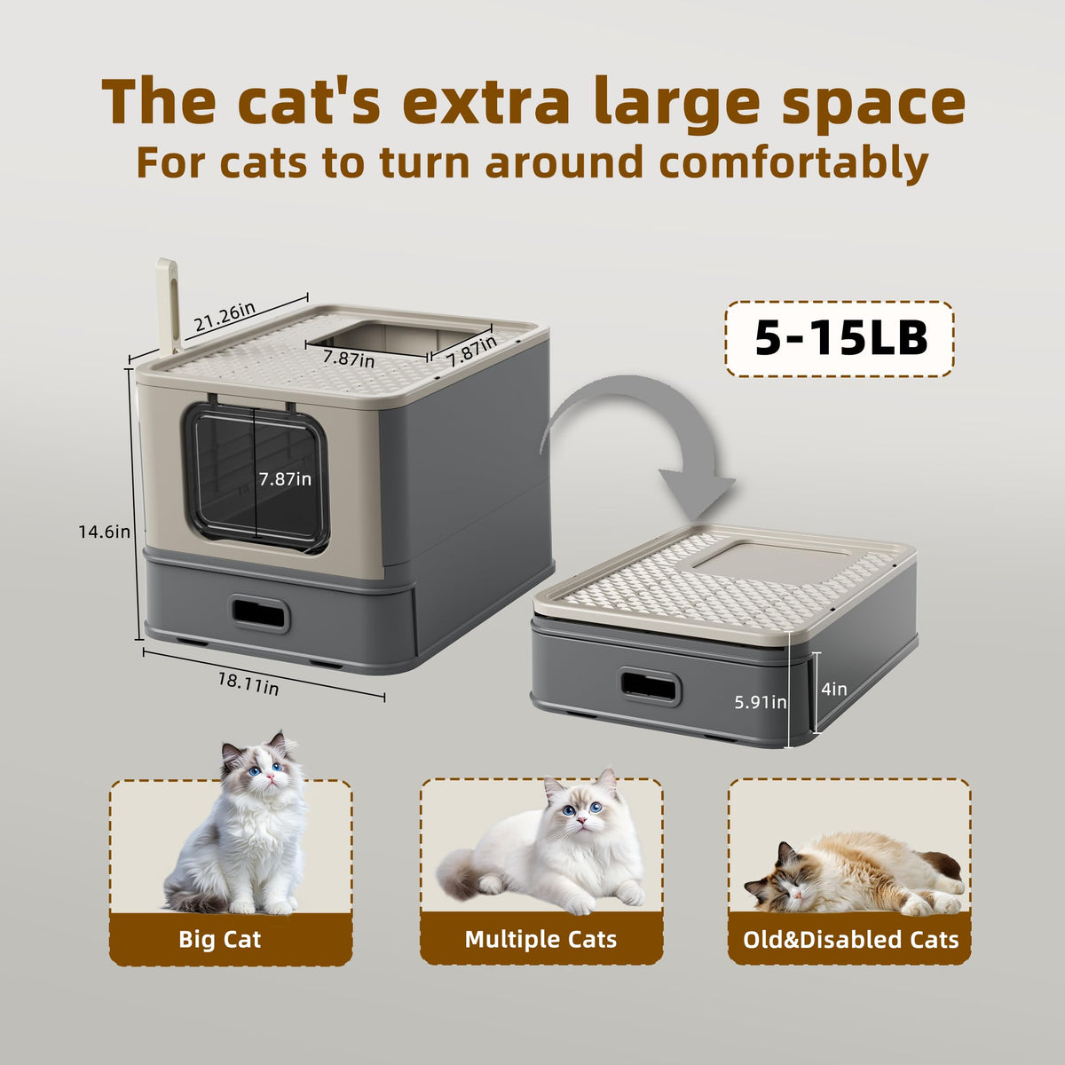 XL Enclosed Stainless Steel Cat Litter Box with Pull-Out Drawer G810