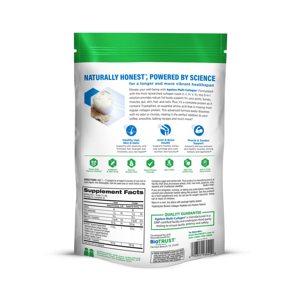 Unflavored Hydrolyzed Grass Fed Collagen Peptides Powder M284