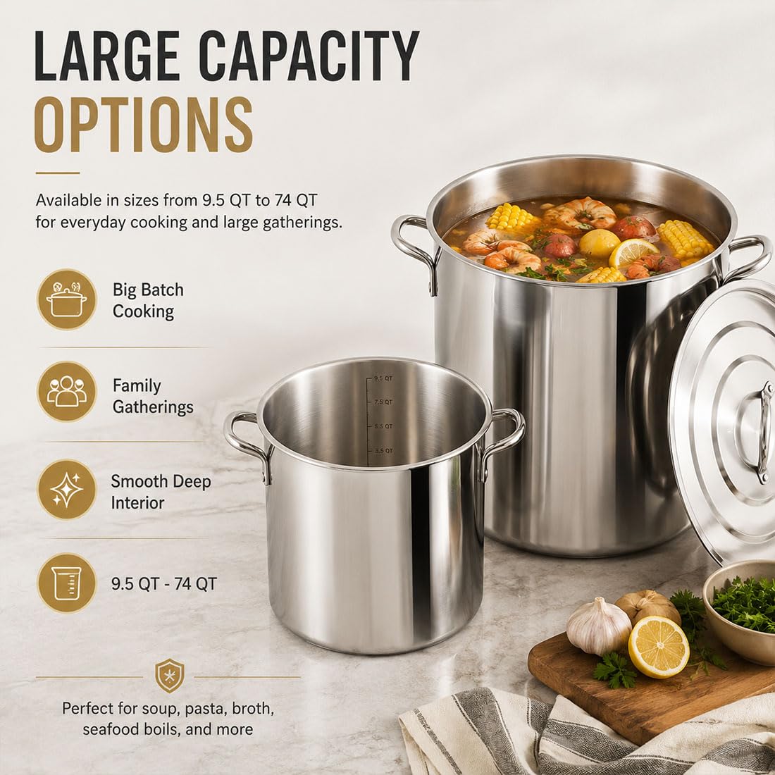 Heavy Duty Stainless Steel Stock Pot with Lid Y615