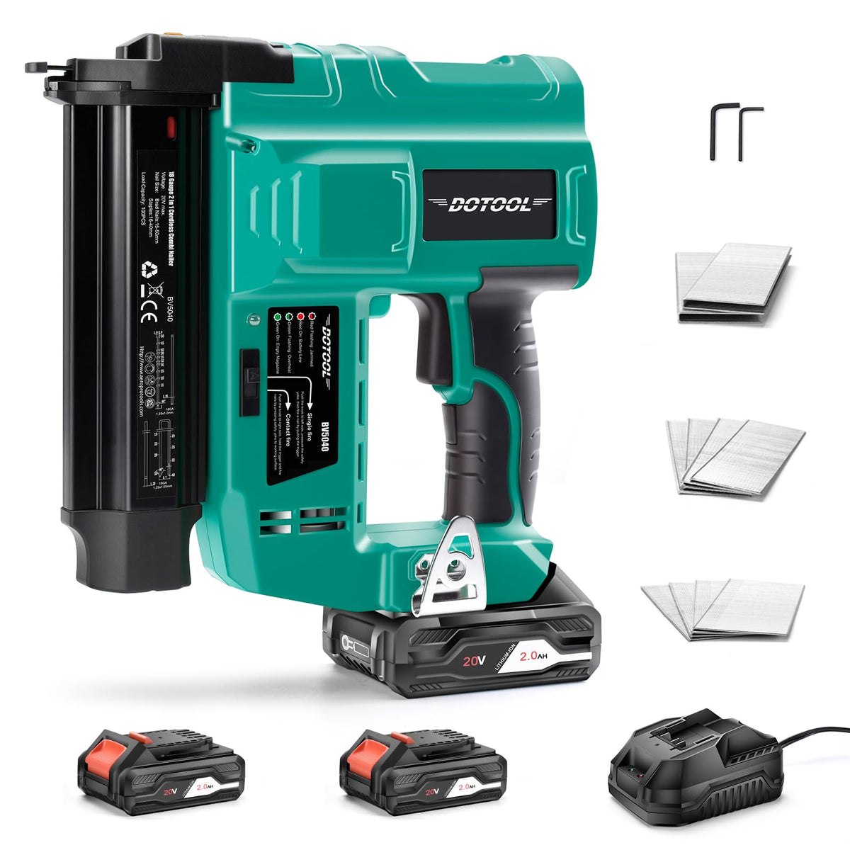 20V Cordless Brad Nailer Kit 2 in 1 Electric Nail Gun Y363