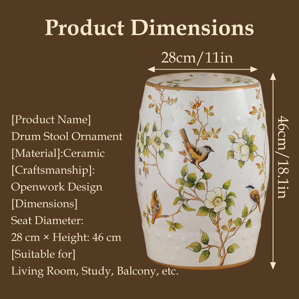 Hand-Painted Ceramic Drum Stool Y64574