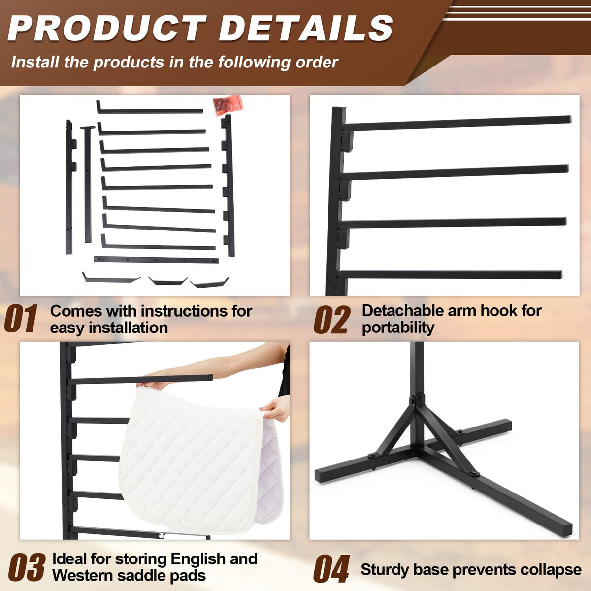 8-Tier Saddle Pad Rack with Stand X219