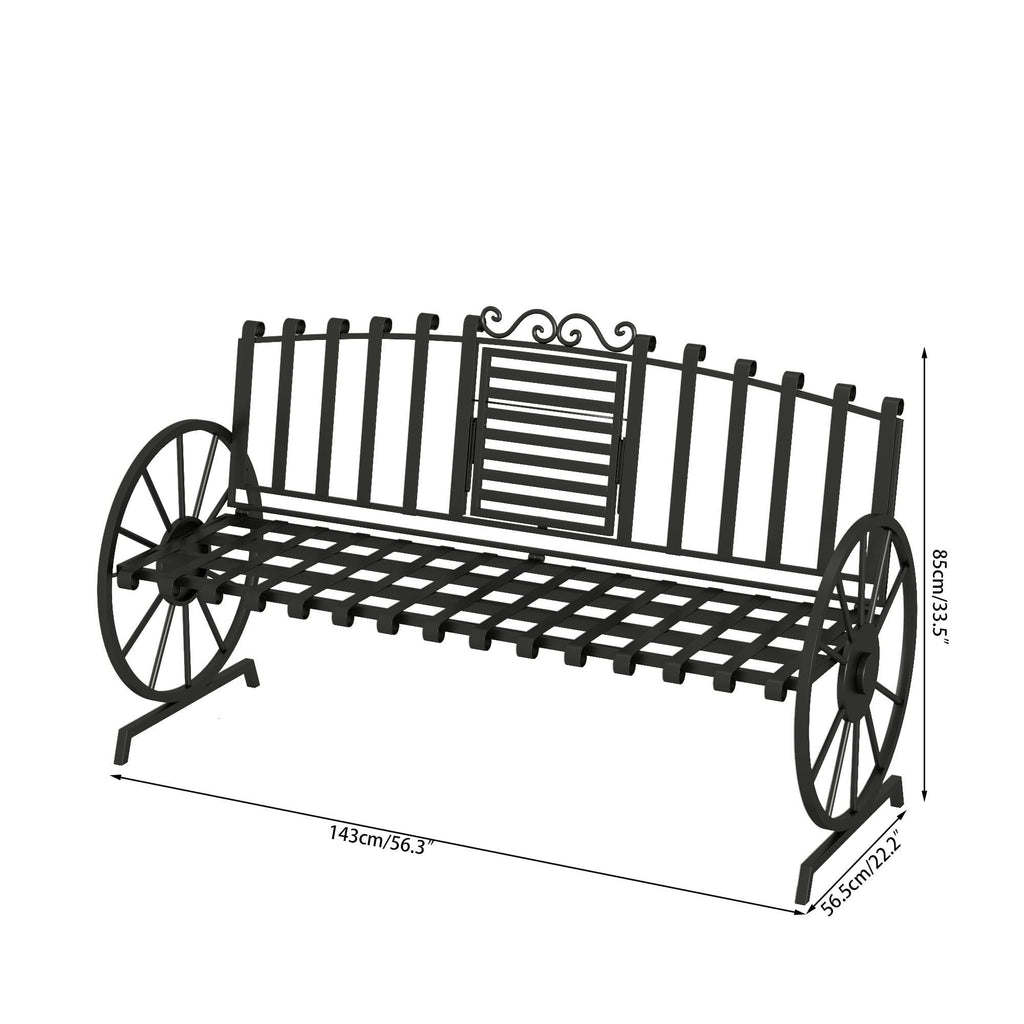 Black Outdoor Garden Bench with Built-in Table T864276
