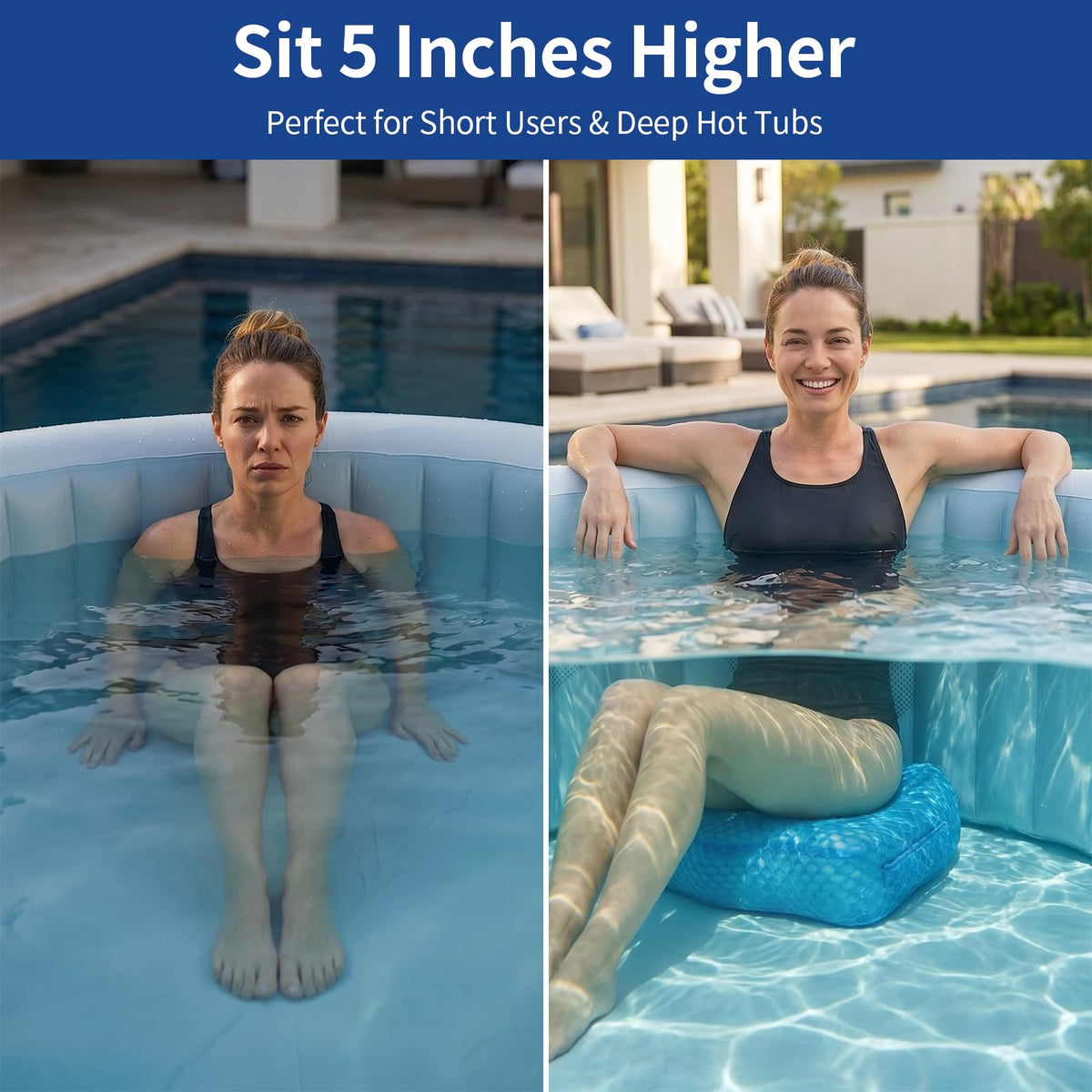 Weighted 3D Air Mesh Inflatable Hot Tub Booster Seat O959748