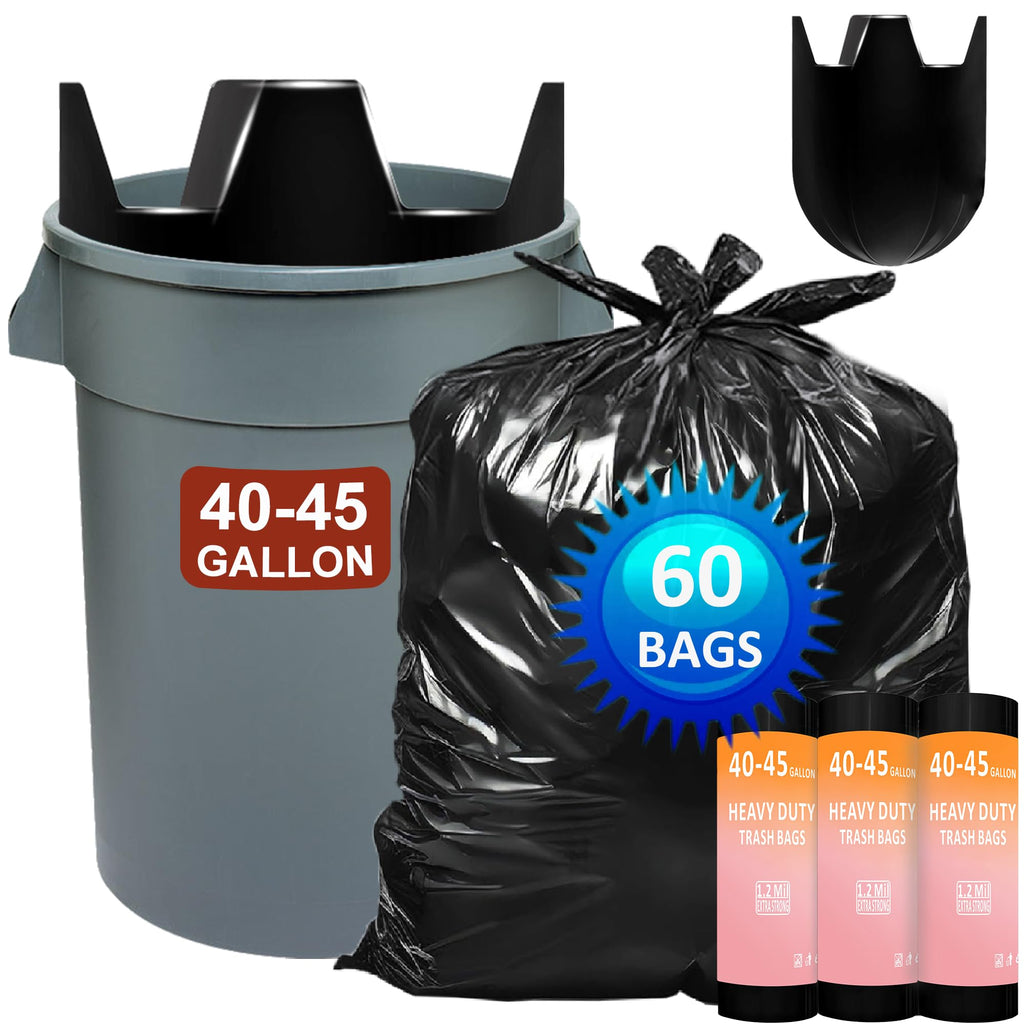 40-45 Gallon Heavy Duty Black Trash Bags 60 Count 1.2 Mil R528