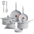 Ceramic Nonstick Pots and Pans Set, 12-Piece, Moon Grey B892