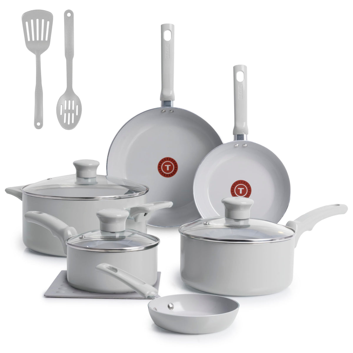 Ceramic Nonstick Pots and Pans Set, 12-Piece, Moon Grey B892