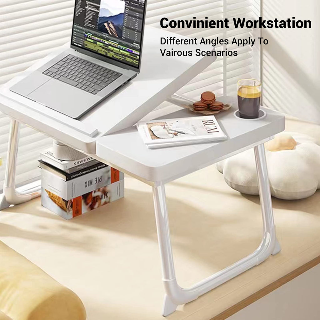 White Laptop Desk with Cup Holder Y632211