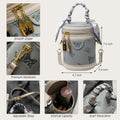 Crossbody Bucket Bag Vegan Leather Mini Round Top Handle U811