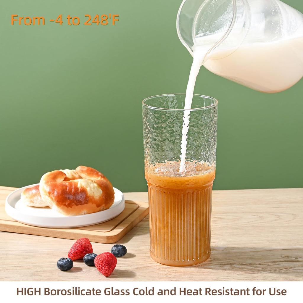 20 oz Glass Cups with Lids and Straws O79131