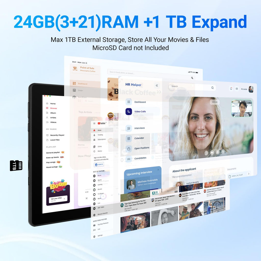 10.1" Android Tablet 24GB RAM 64GB ROM 6000mAh B5190