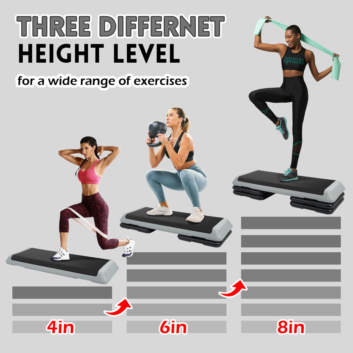 Adjustable Step Aerobic Platform with 4 Stackable Risers J627