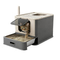XL Enclosed Stainless Steel Cat Litter Box with Pull-Out Drawer G810