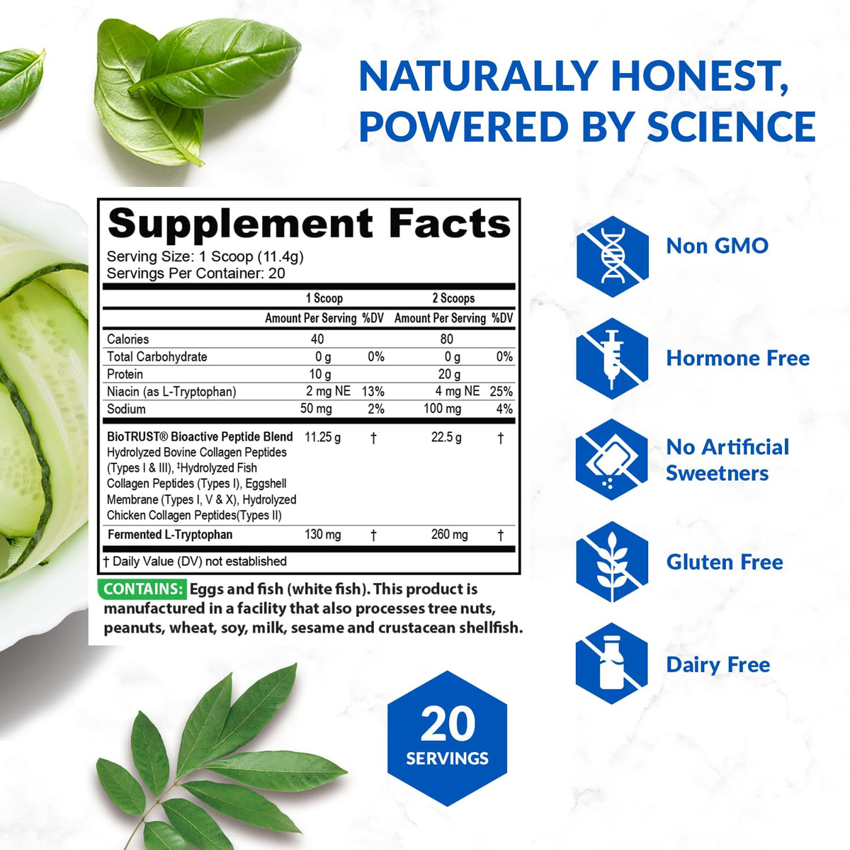 Unflavored Hydrolyzed Grass Fed Collagen Peptides Powder M284