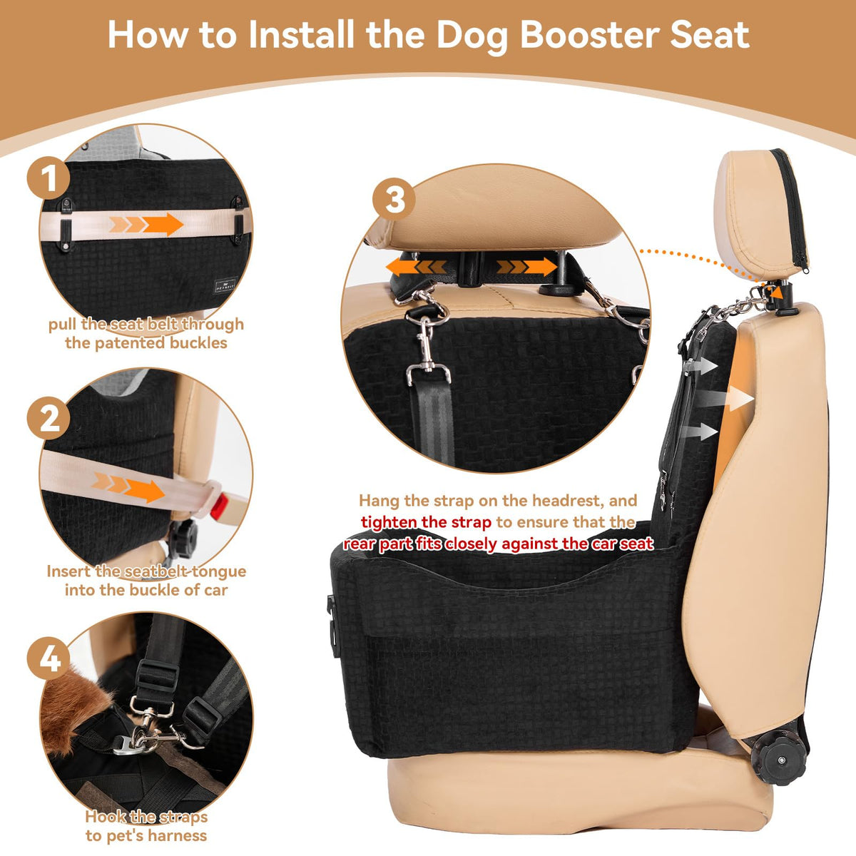 Dog Car Seat with Elevated Cushion W207