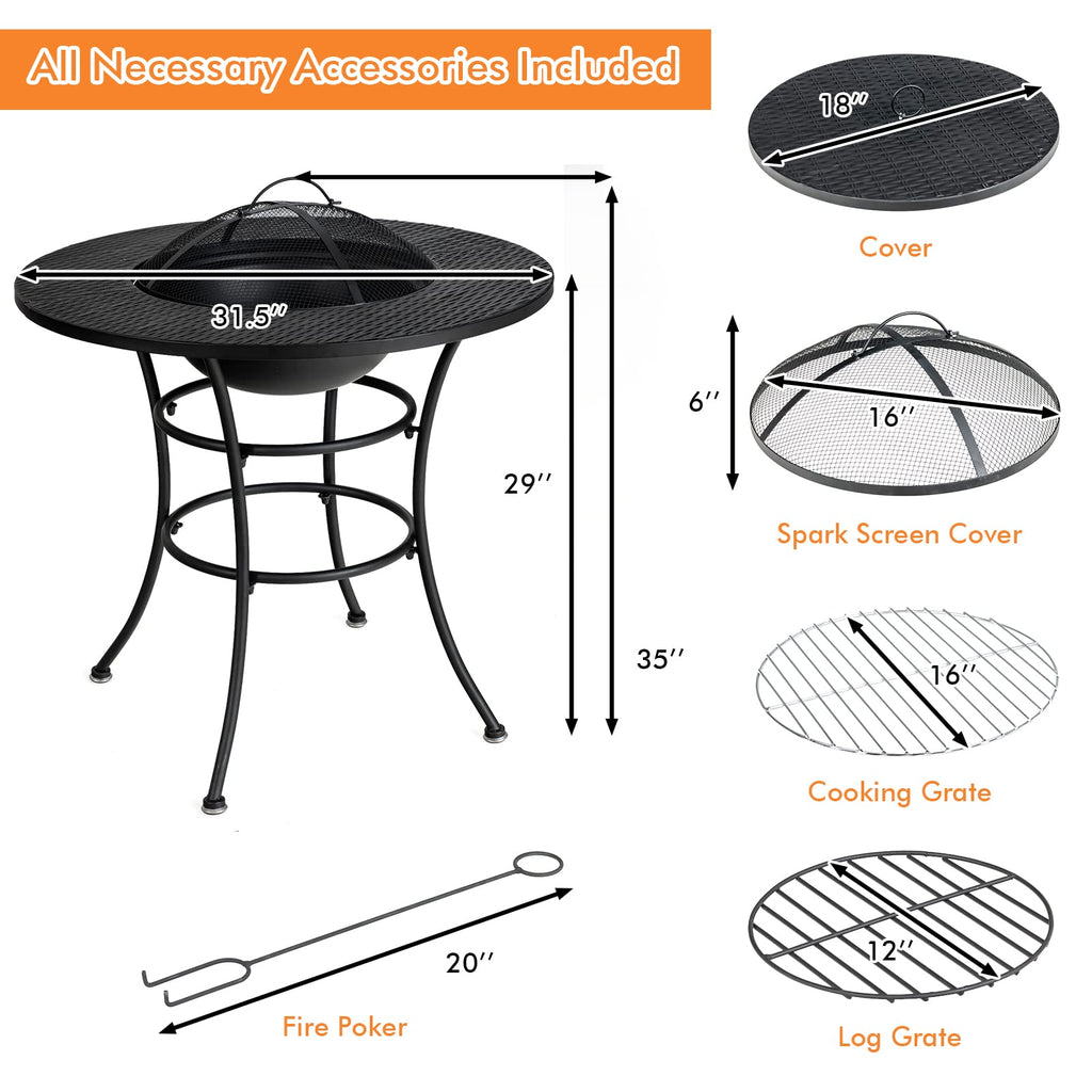 4-in-1 Outdoor Fire Pit Dining Table F58700