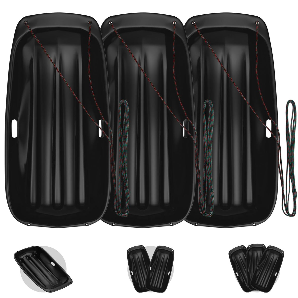 Cold-Resistant Plastic Toboggan Sled with Pull Rope X885876