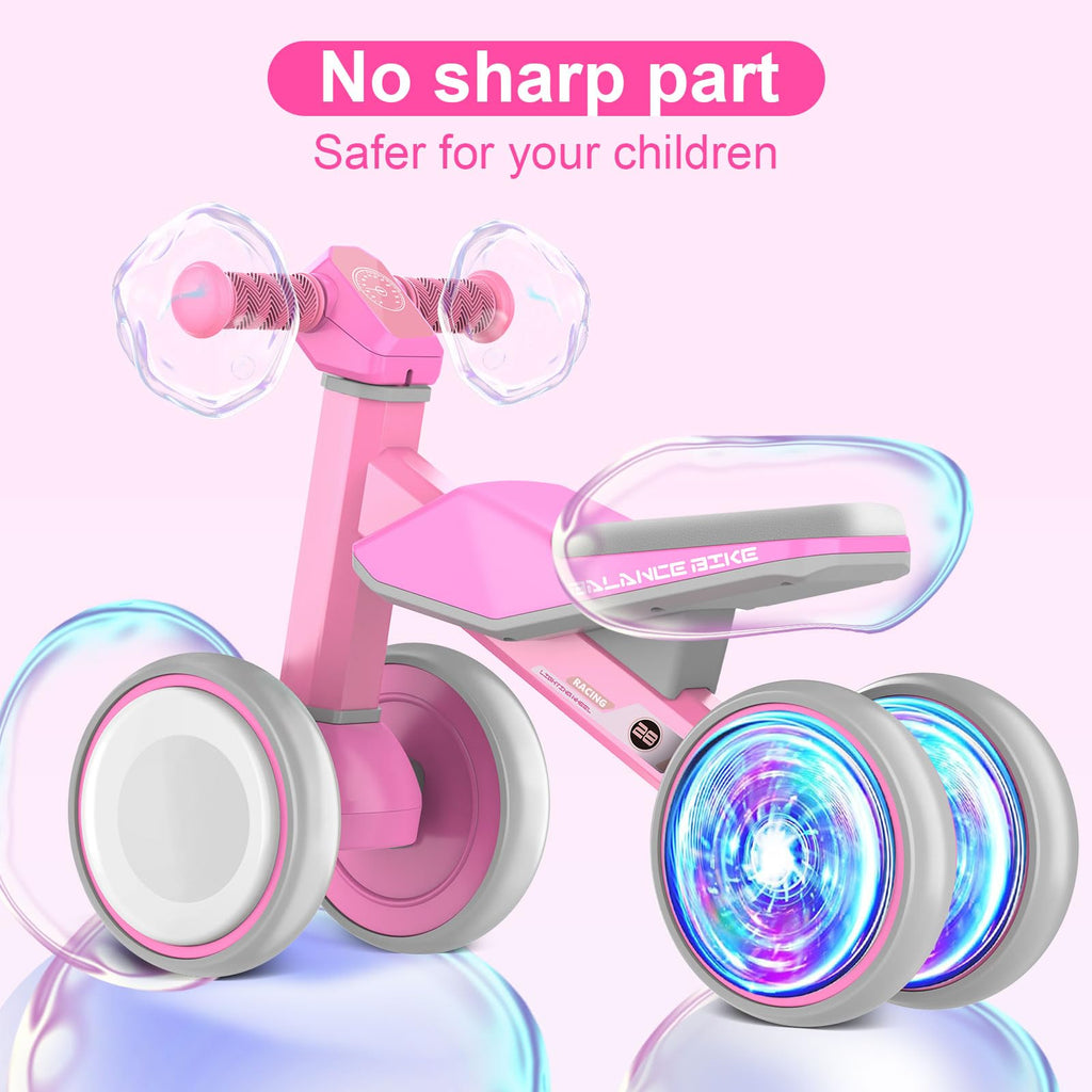 Baby Balance Bike with Adjustable Soft Seat, 4 Silent Wheels R23746