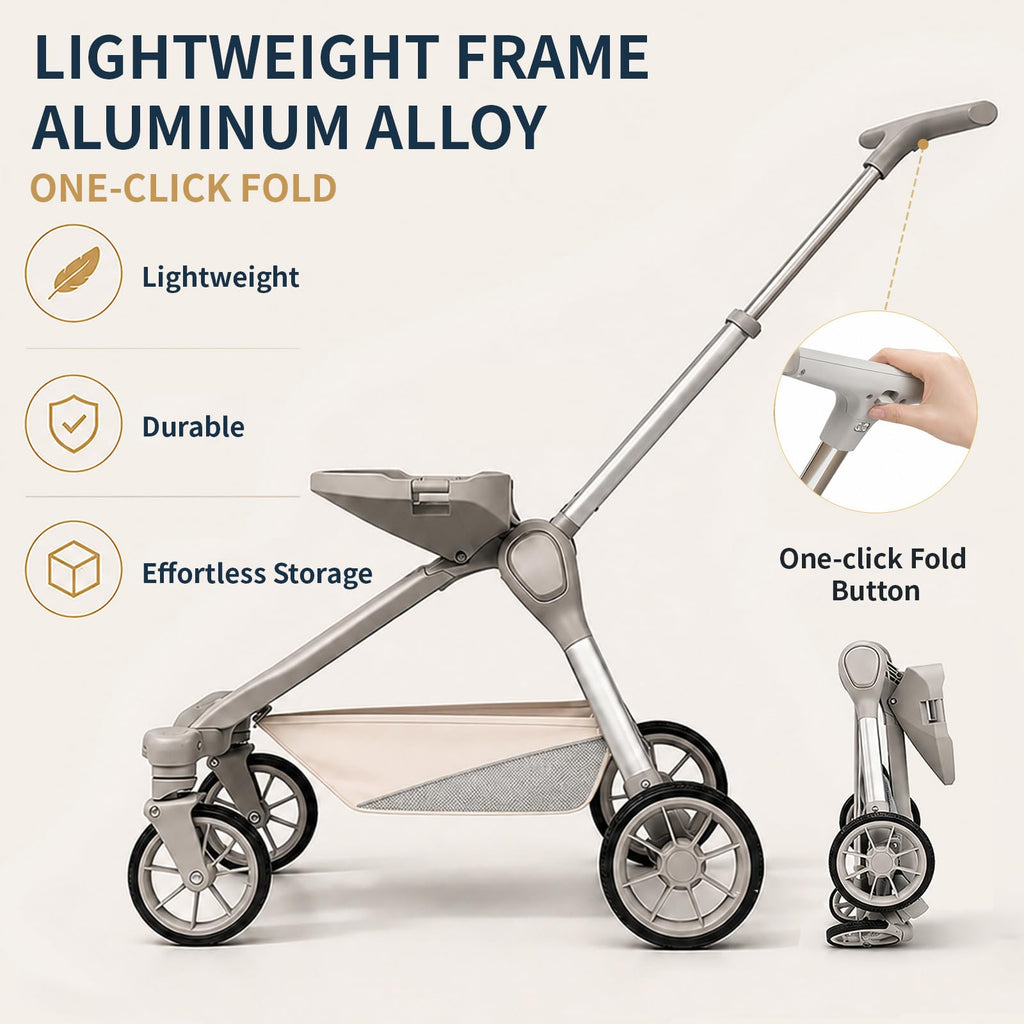 Khaki Dog Stroller with Detachable Carrier Y900677