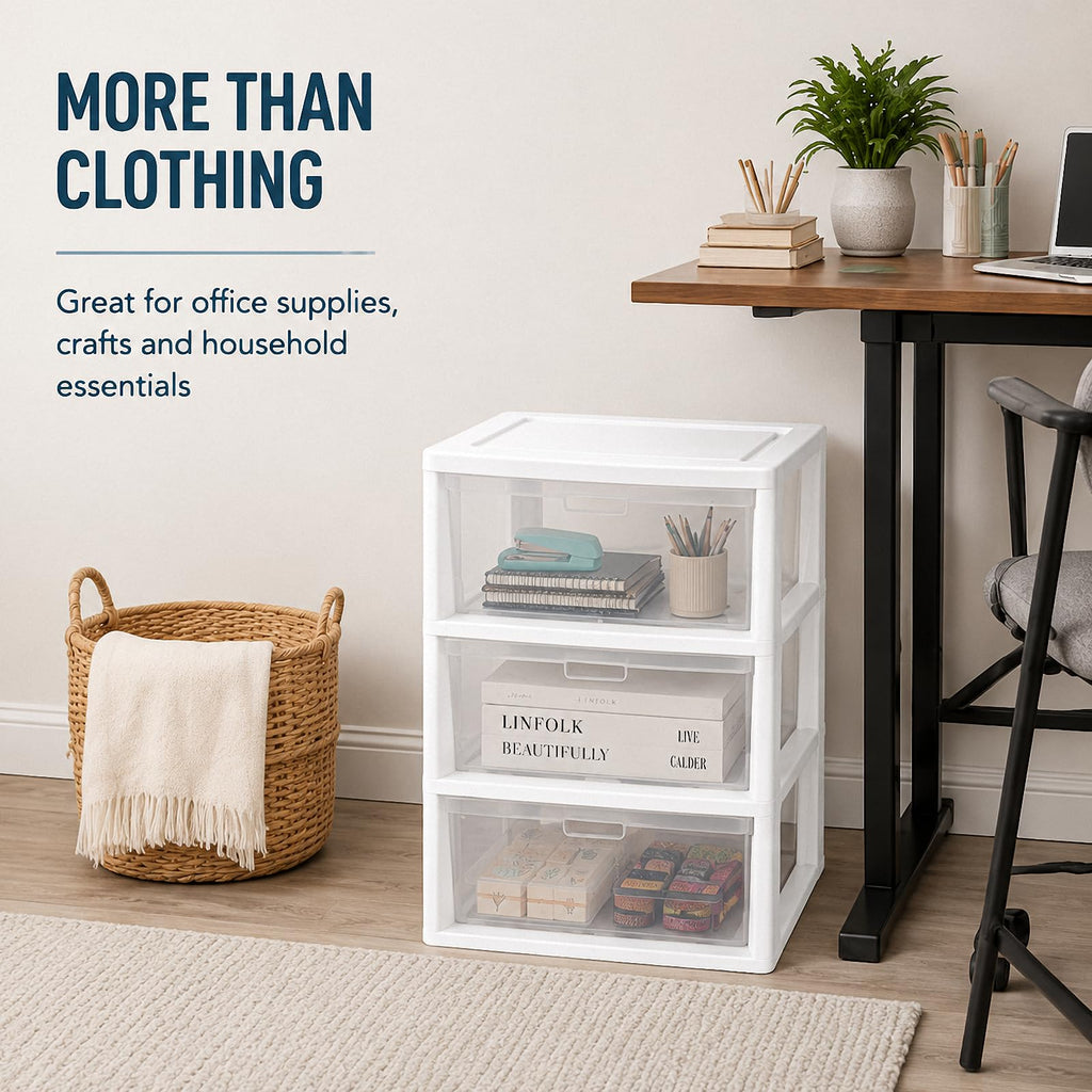 3 Drawer Clear Plastic Storage Organizer Z318193