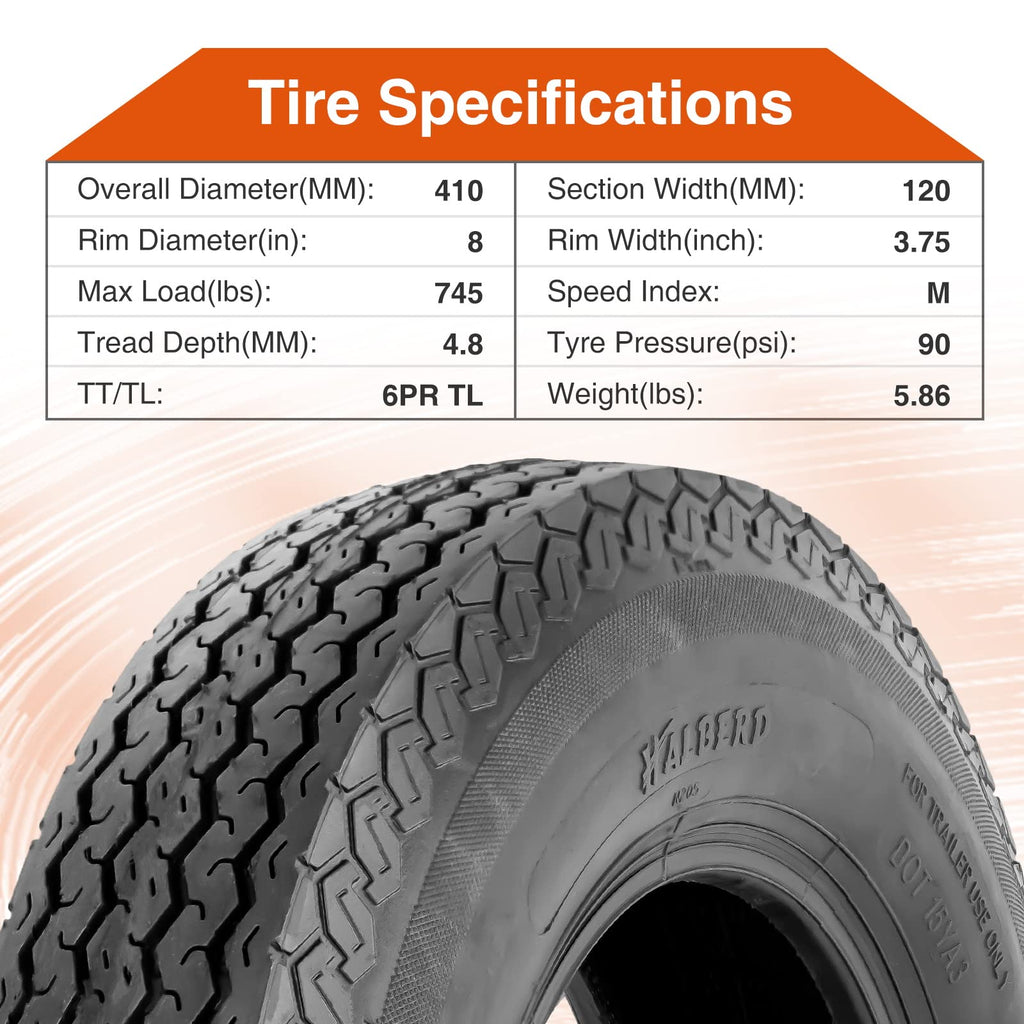 4.80-8 Trailer Tires Set of 2 Tubeless T21334