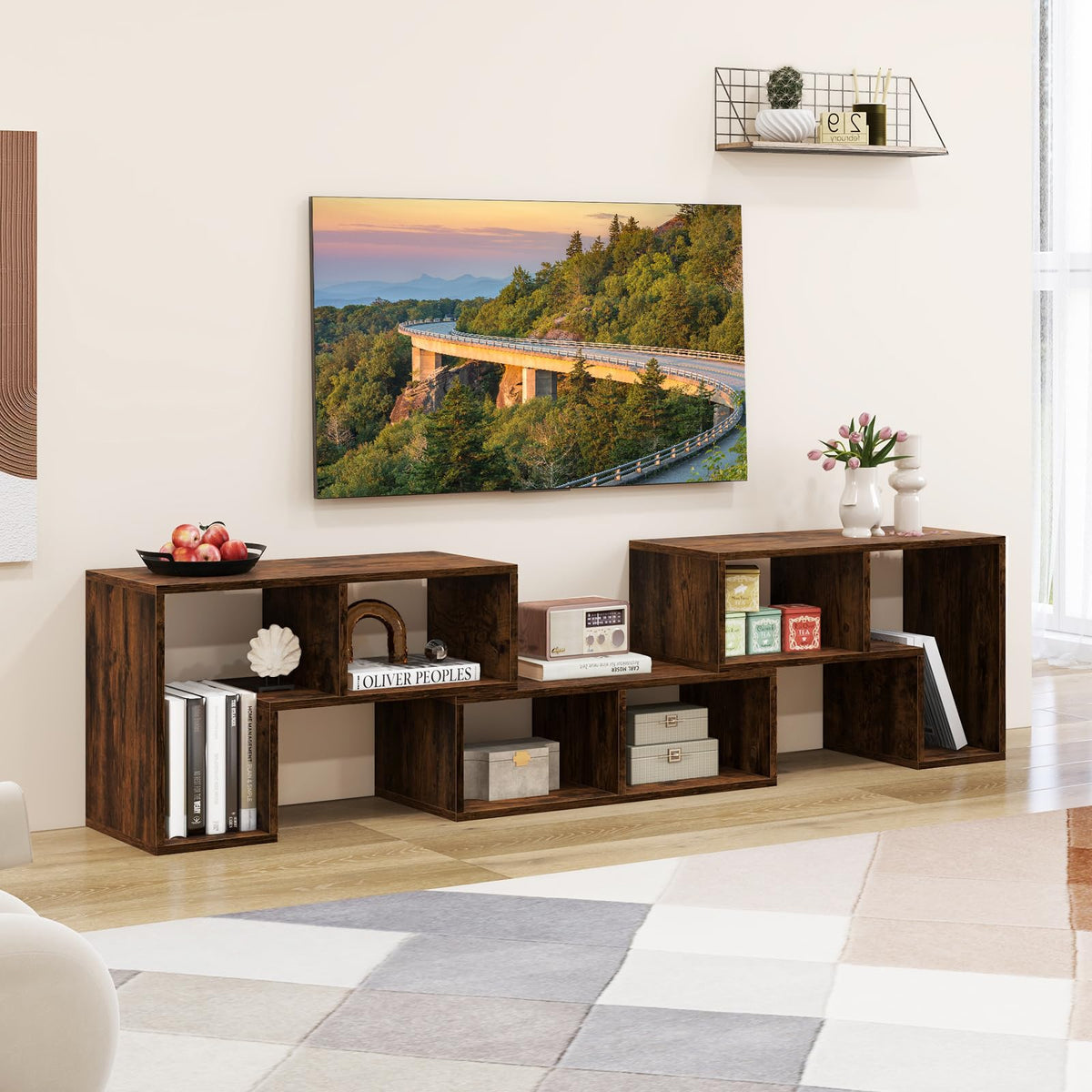Brown 3-Piece TV Stand with Storage Cubes E8495