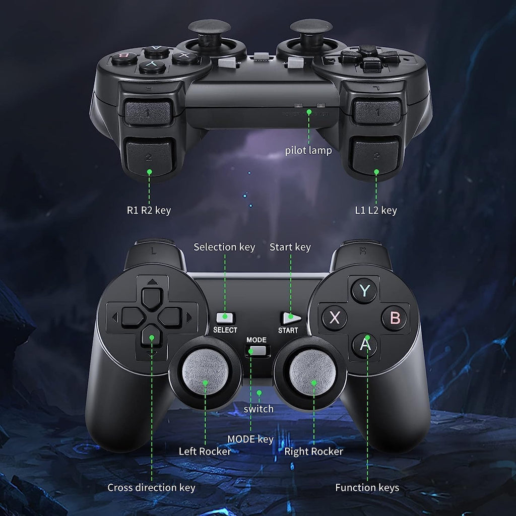 Plug and Play Retro Game Console with 4K HDMI Output, 2.4G Wireless Controllers, 64GB Memory Card O25458