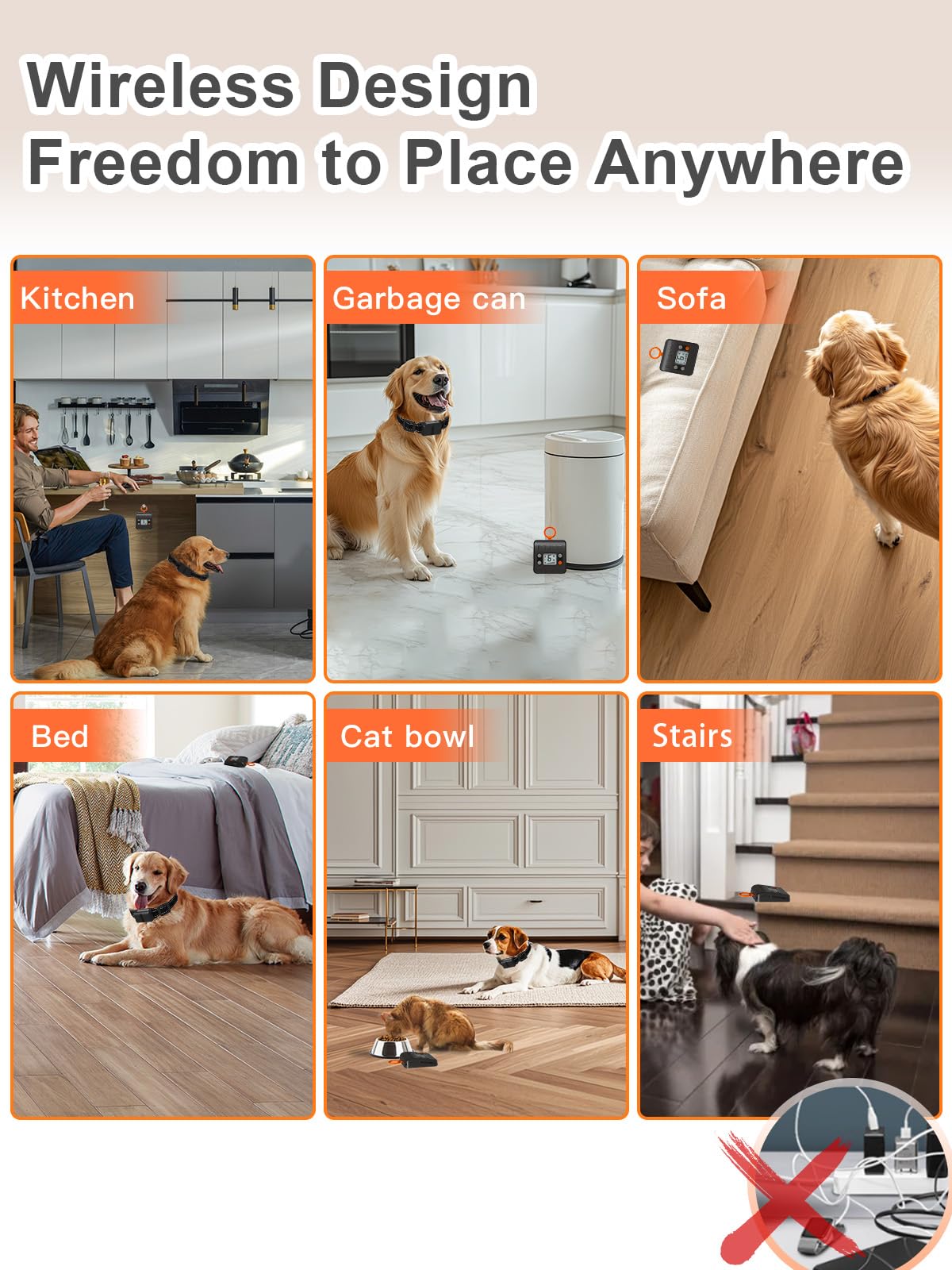 Wireless Rechargeable Indoor Pet Barrier with 6 Adjustable Range X791