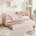 Pink Twin Size Linen Upholstered Daybed with Trundle I946572