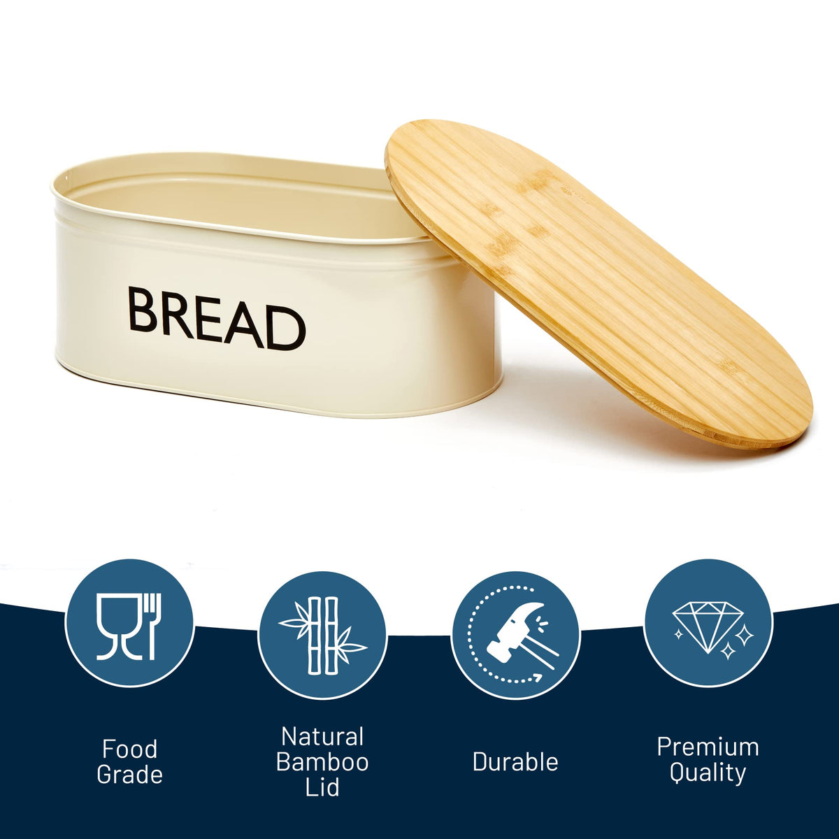 Metal Bread Box with Bamboo Lid Q3844