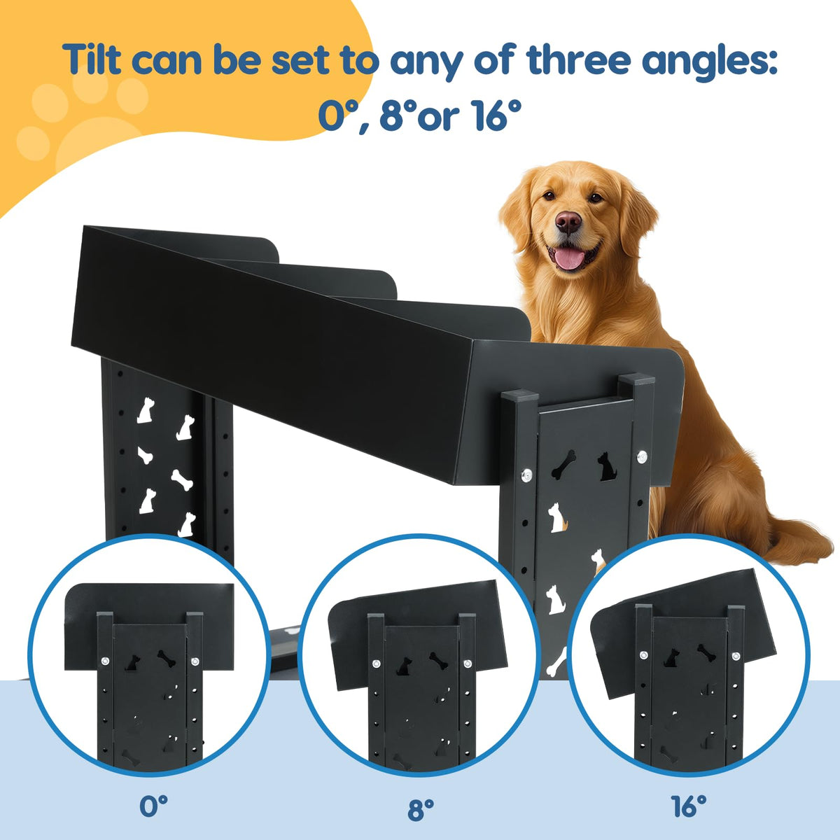 Elevated Dog Bowls with 3 Stainless Steel Bowls N32410