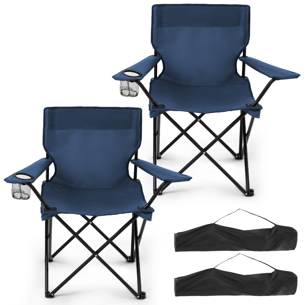2-Pack Foldable Camping Chairs with Cup Holder, Carry Bag U462