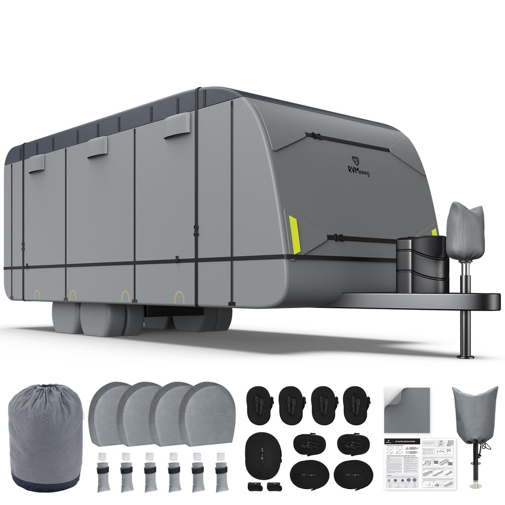 Heavy-Duty 600D Fabric Travel Trailer RV Cover N18958