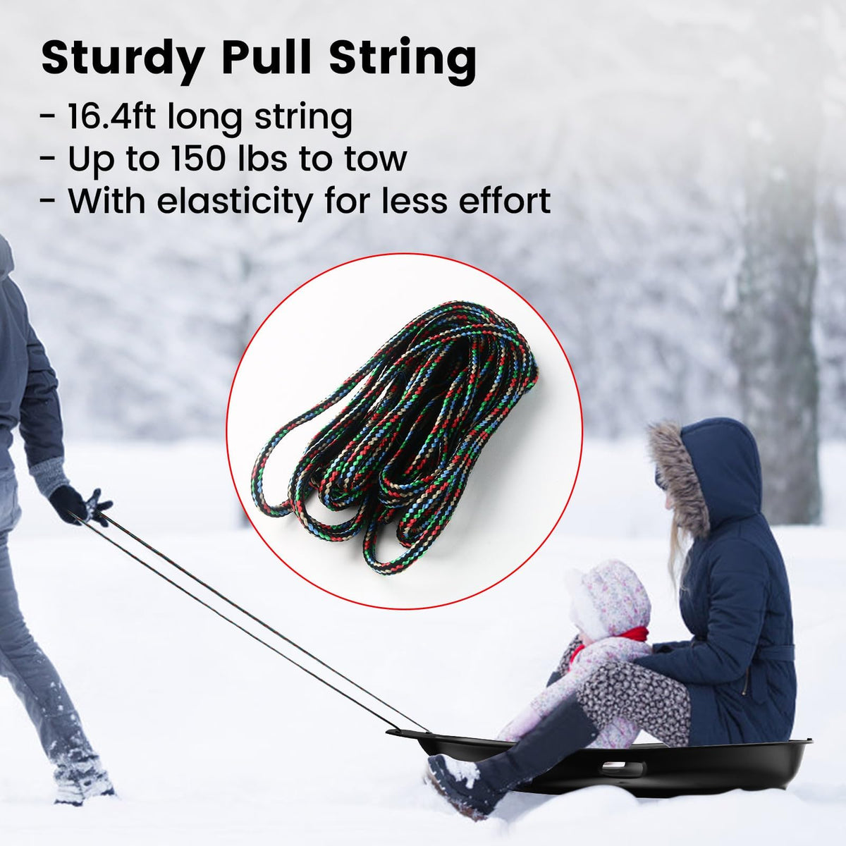 Cold-Resistant Plastic Toboggan Sled with Pull Rope X885876